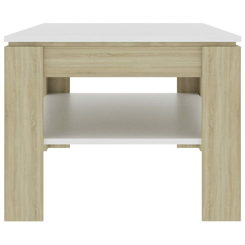 Coffee Table White and Sonoma Oak 43.3"x23.6"x18.5" Chipboard