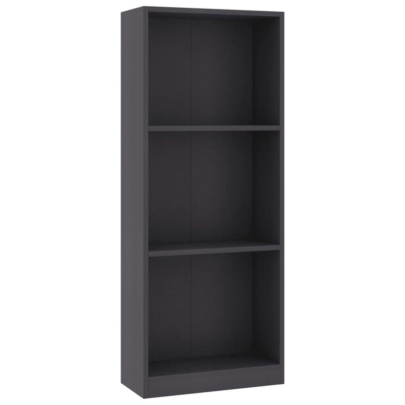 3-Tier Book Cabinet Gray 15.7"x9.4"x42.5" Chipboard