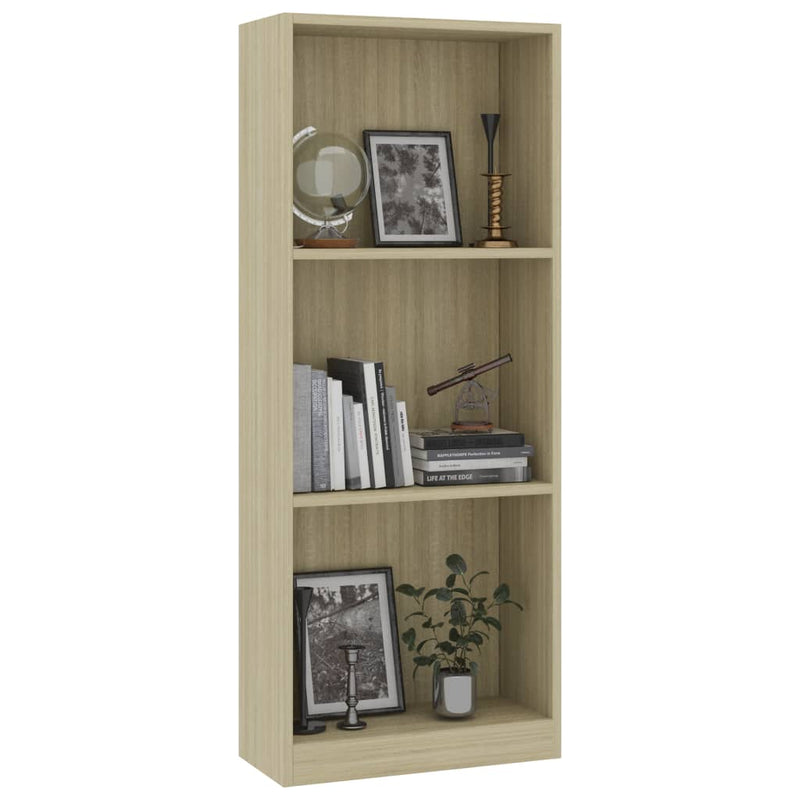 3-Tier Book Cabinet Sonoma Oak 15.7"x9.4"x42.5" Chipboard