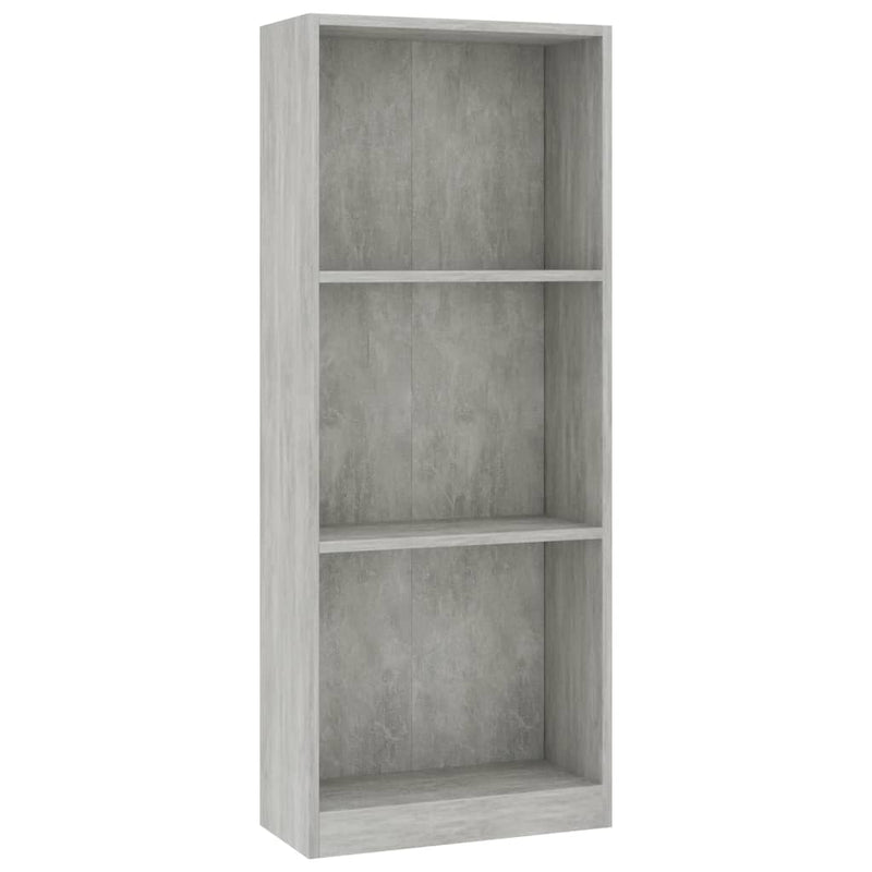 3-Tier Book Cabinet Concrete Gray 15.7"x9.4"x42.5" Chipboard
