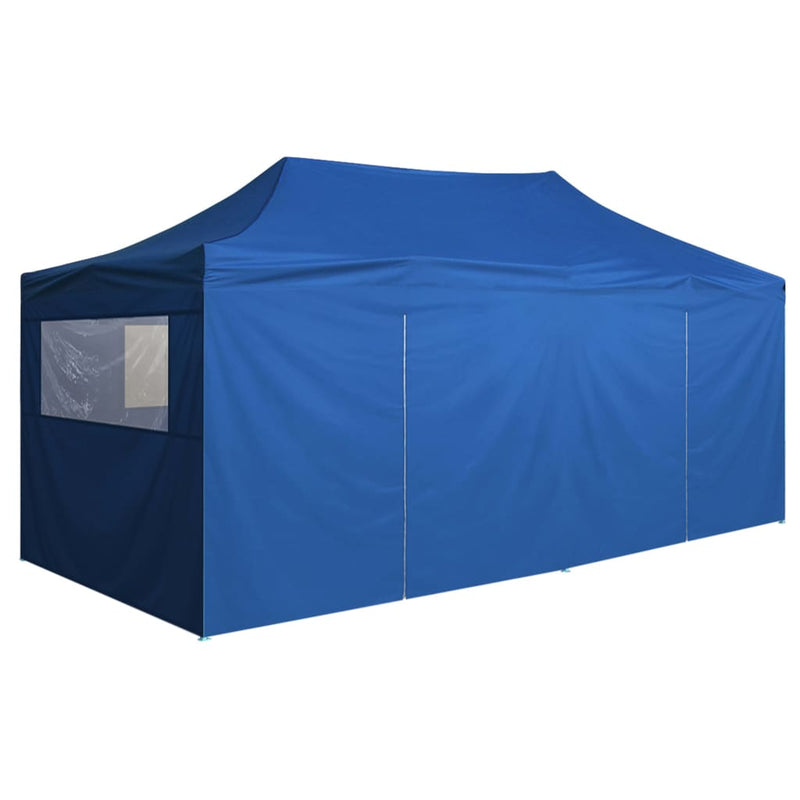 Professional Folding Party Tent with 4 Sidewalls 118.1"x236.2" Steel Blue