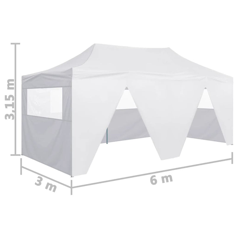 Professional Folding Party Tent with 4 Sidewalls 118.1"x236.2" Steel White
