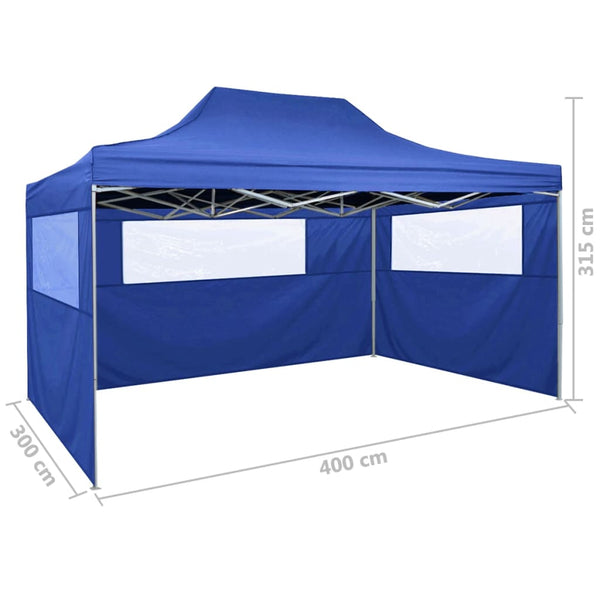 Professional Folding Party Tent with 3 Sidewalls 118.1"x157.5" Steel Blue