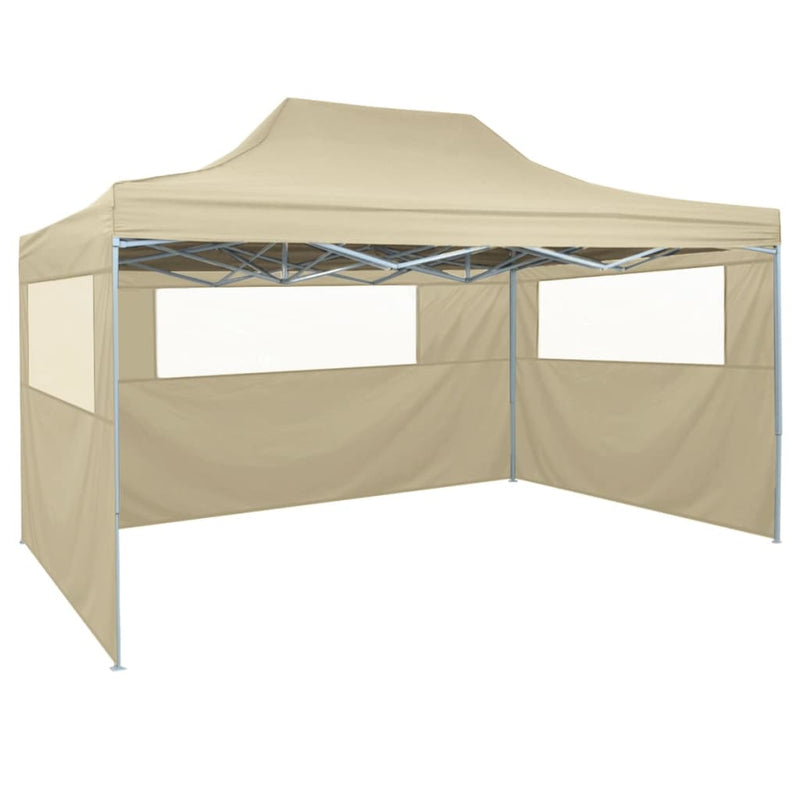 Professional Folding Party Tent with 3 Sidewalls 118.1"x157.5" Steel Cream