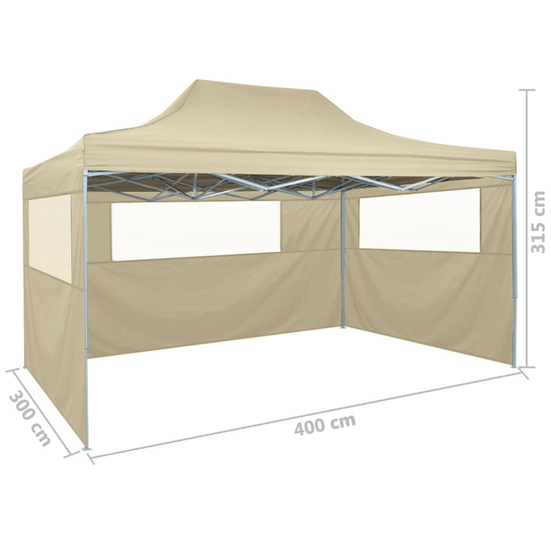 Professional Folding Party Tent with 3 Sidewalls 118.1"x157.5" Steel Cream
