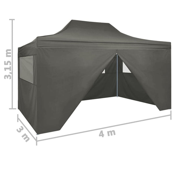 Professional Folding Party Tent with 4 Sidewalls 9.8'x13.1' Steel Anthracite