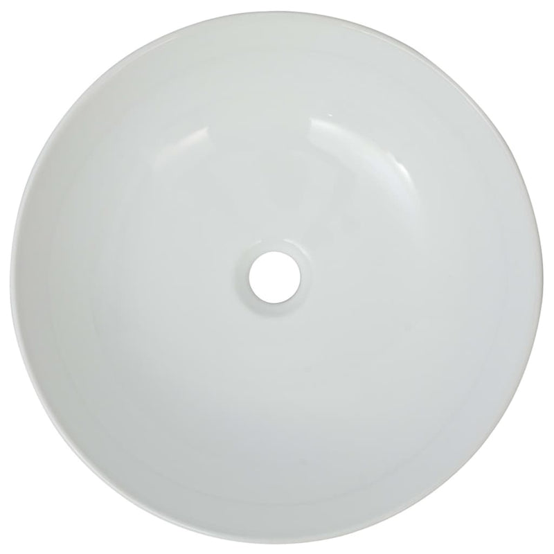 Basin Round Ceramic White 16.3"x5.3"