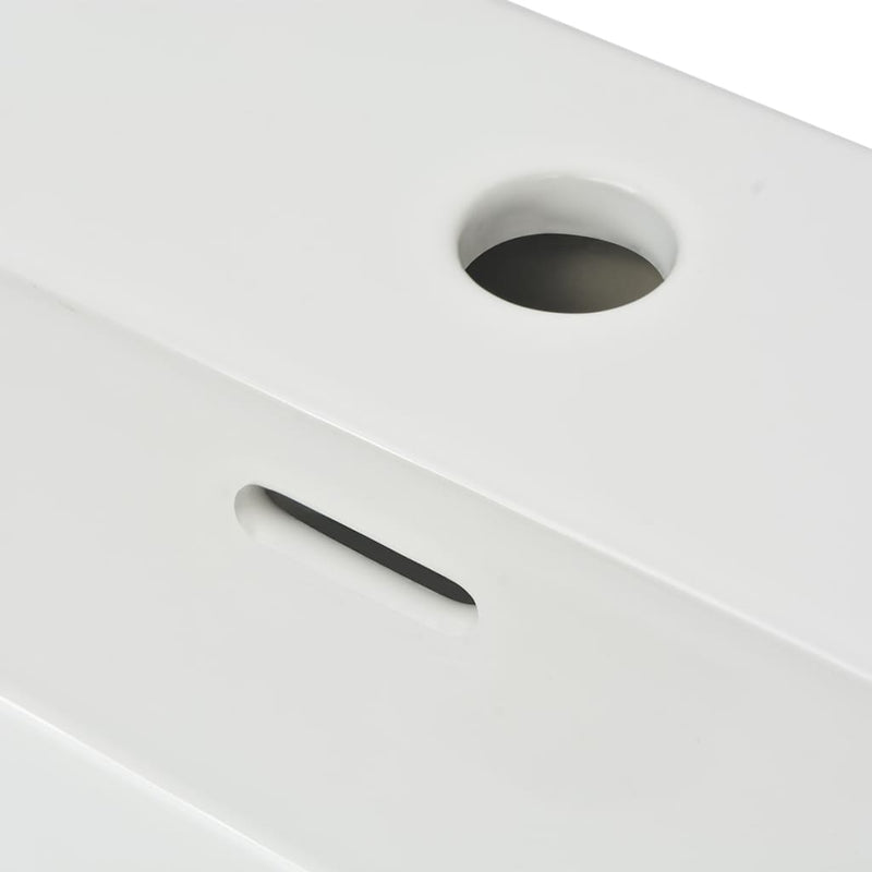 Basin with Faucet Hole Ceramic White 30"x16.7"x5.7"