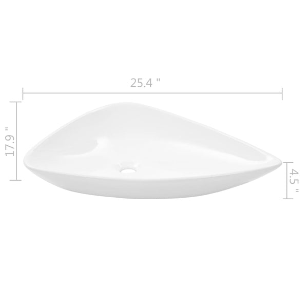 Basin Ceramic White Triangle 25.4"x17.9"x4.5"
