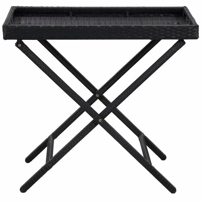 Folding Table Black 31.5"x17.7"x29.5" Poly Rattan