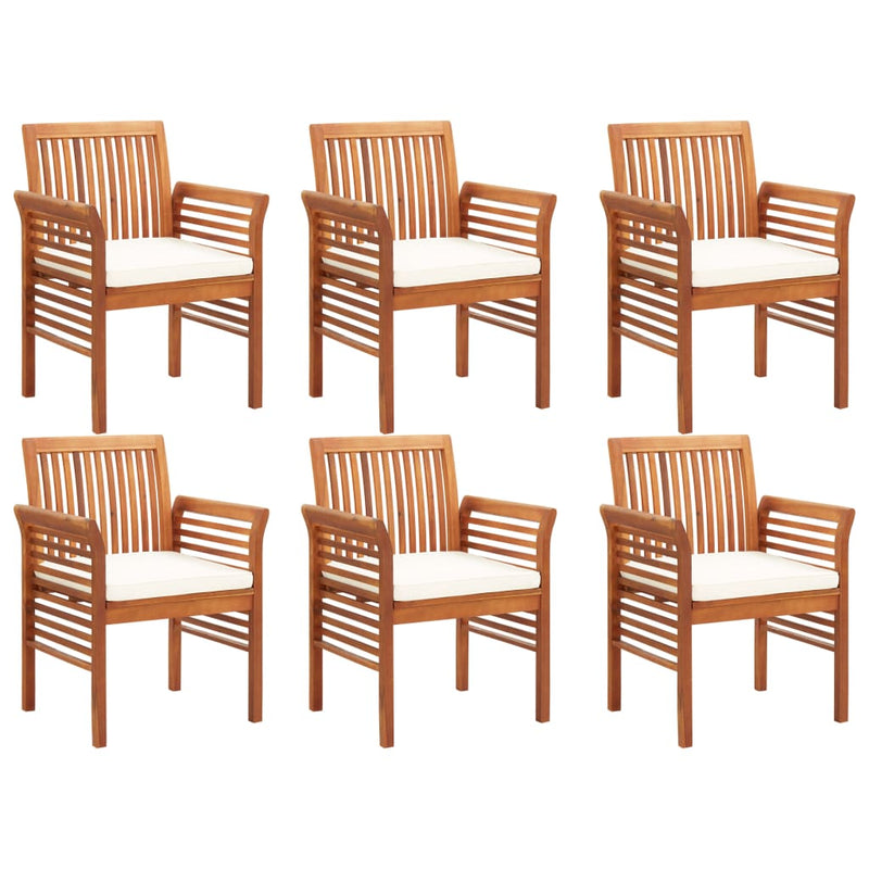 7 Piece Patio Dining Set with Cushions Solid Acacia Wood