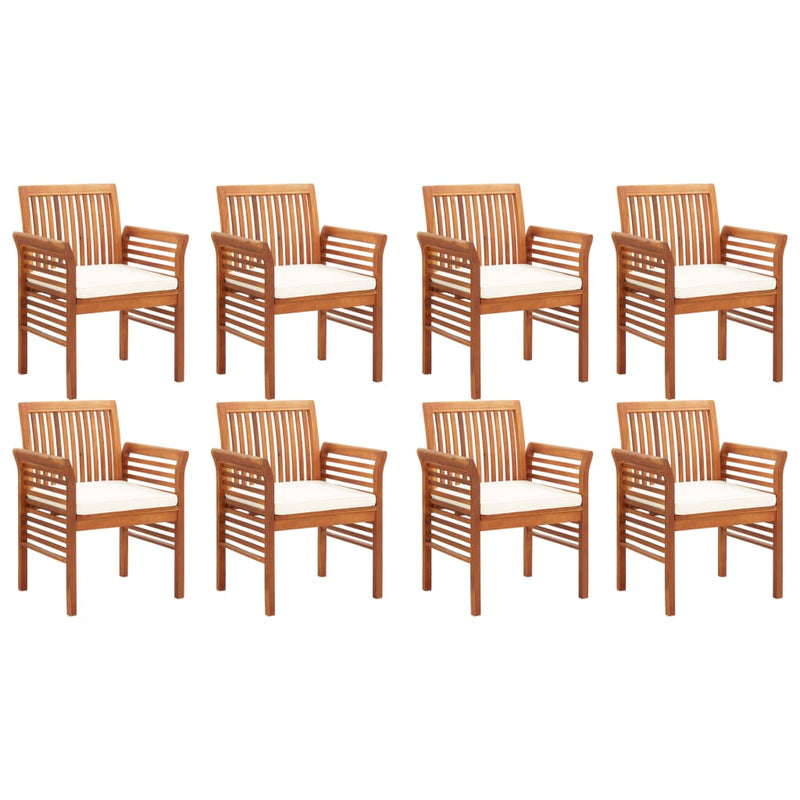 9 Piece Patio Dining Set with Cushions Solid Acacia Wood