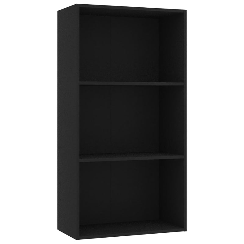 3-Tier Book Cabinet Black 23.6"x11.8"x44.9" Chipboard