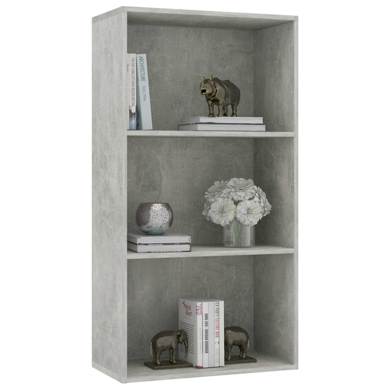 3-Tier Book Cabinet Concrete Gray 23.6"x11.8"x44.9" Chipboard