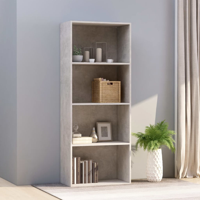 4-Tier Book Cabinet Concrete Gray 23.6"x11.8"x59.6" Chipboard