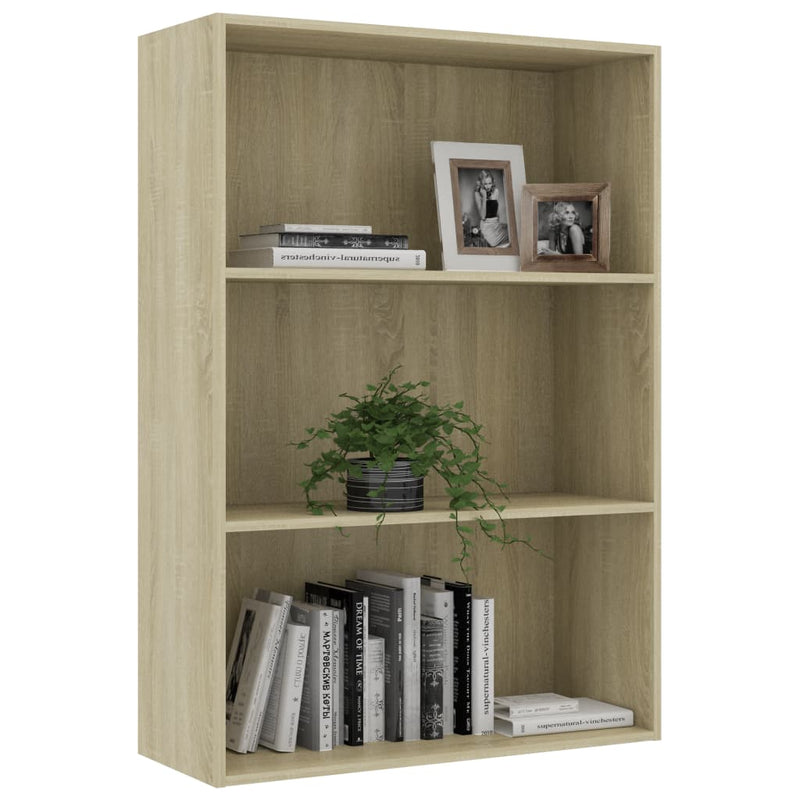3-Tier Book Cabinet Sonoma Oak 31.5"x11.8"x44.8" Chipboard