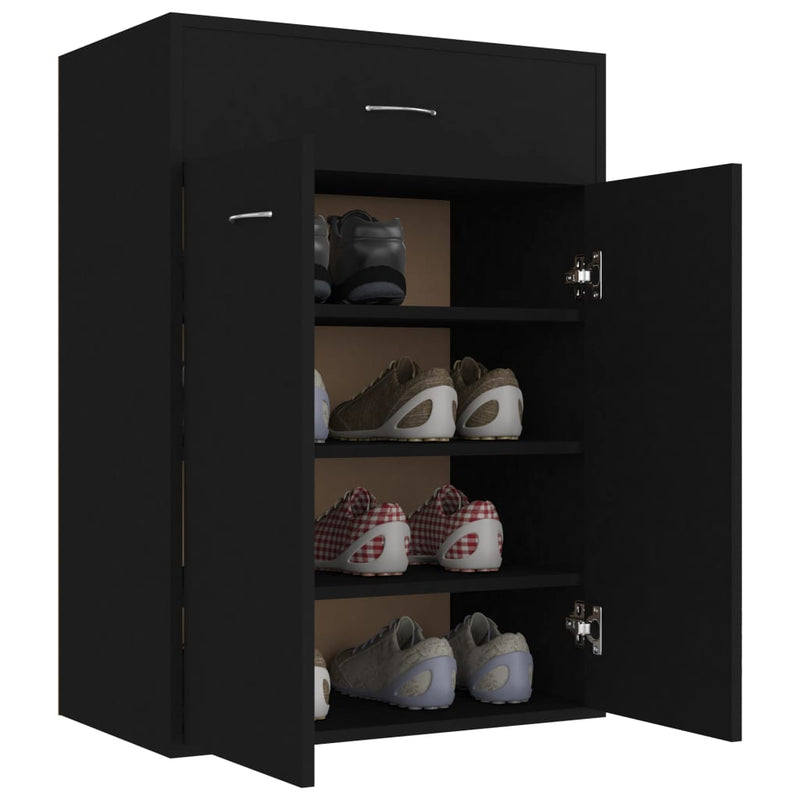Shoe Cabinet Black 23.6"x13.7"x33" Chipboard