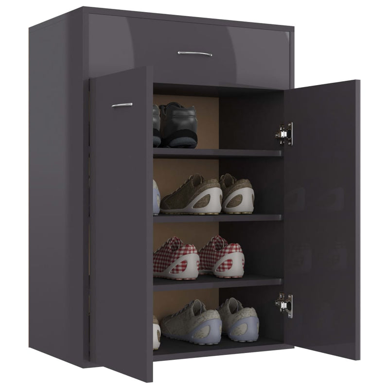 Shoe Cabinet High Gloss Gray 23.6"x13.8"x33.1" Chipboard