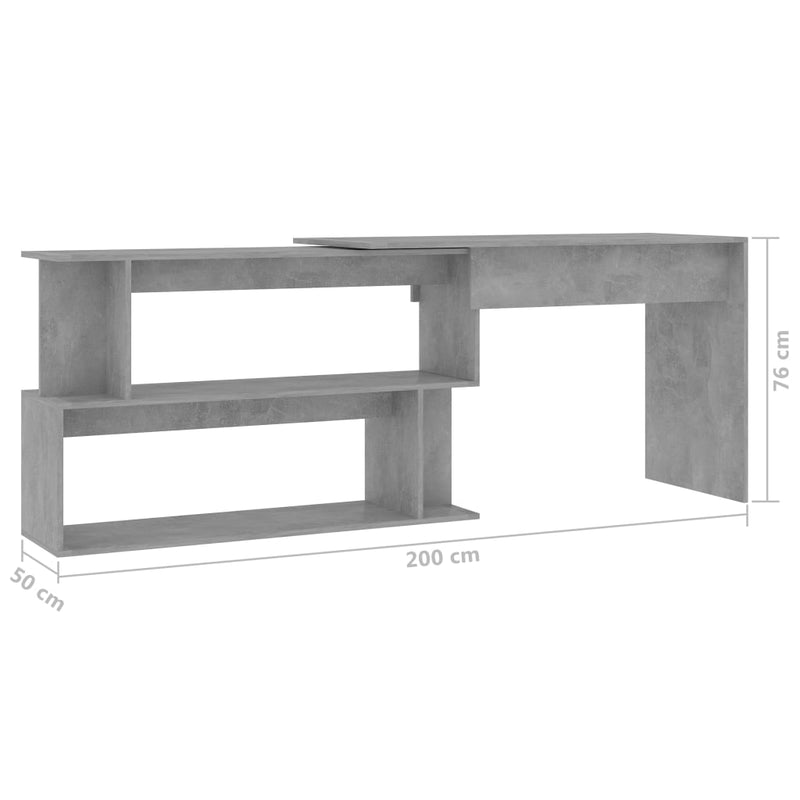 Corner Desk Concrete Gray 47.2"x19.7"x29.9" Chipboard