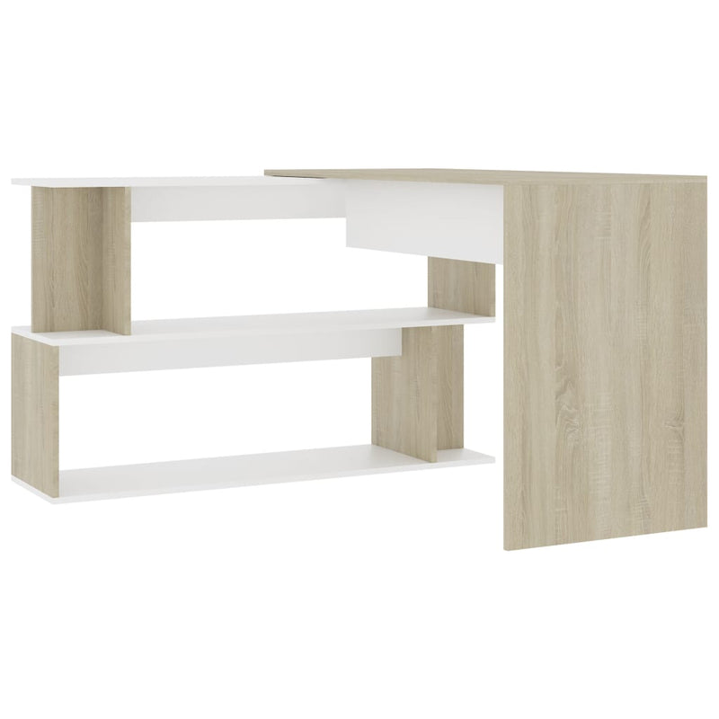 Corner Desk White and Sonoma Oak 47.2"x19.7"x29.9" Chipboard
