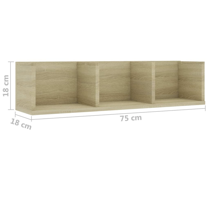 CD Wall Shelf Sonoma Oak 29.5"x7.1"x7.1" Chipboard