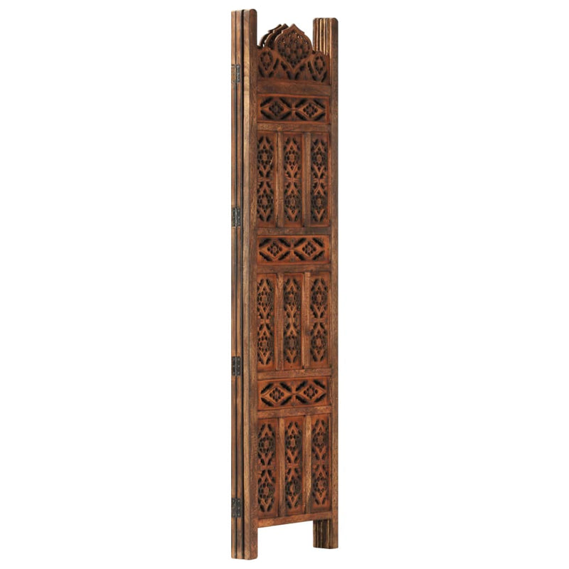 Hand carved 3-Panel Room Divider Brown 47.2"x65" Solid Mango Wood