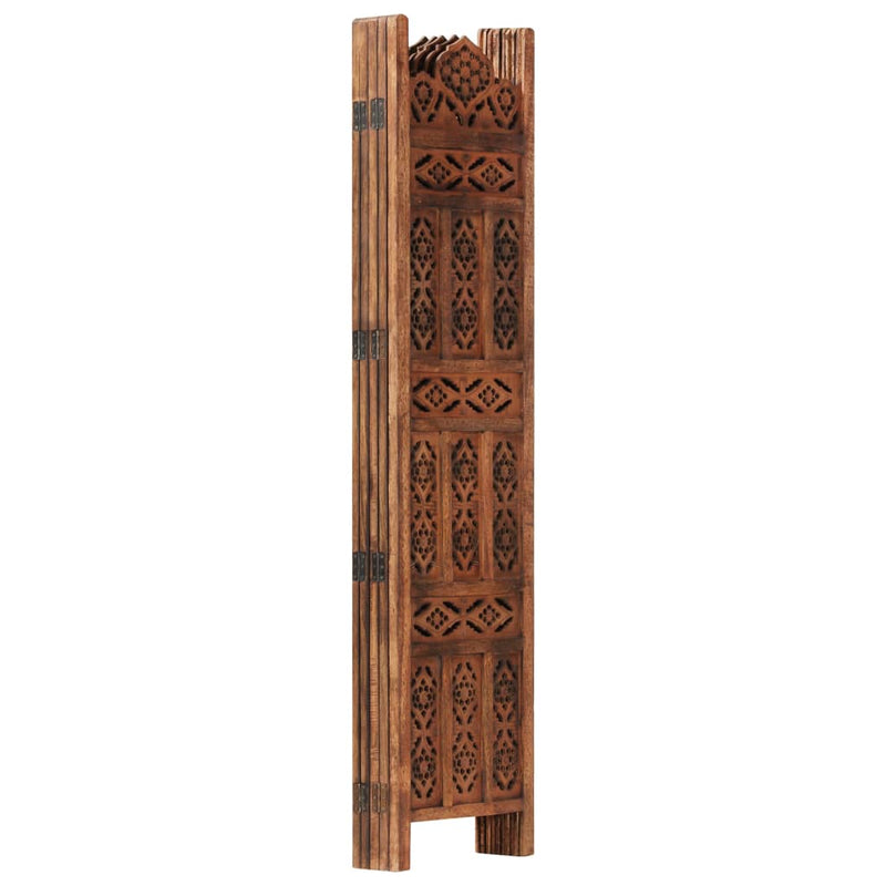 Hand carved 5-Panel Room Divider Brown 78.7"x65" Solid Mango Wood