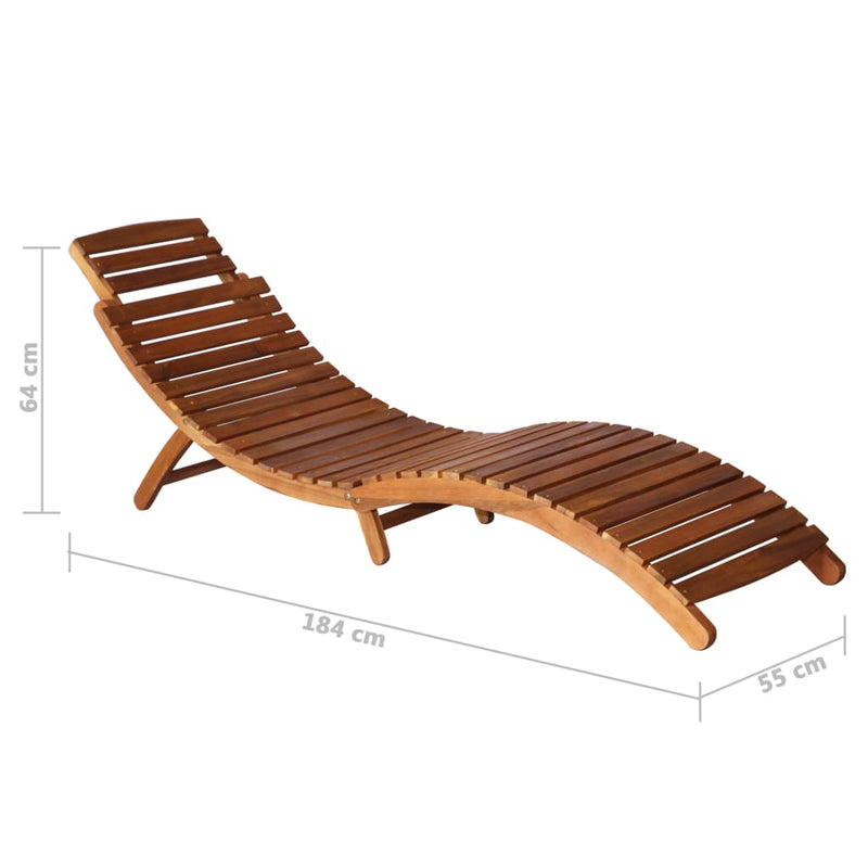 3 Piece Sunlounger with Tea Table Solid Acacia Wood
