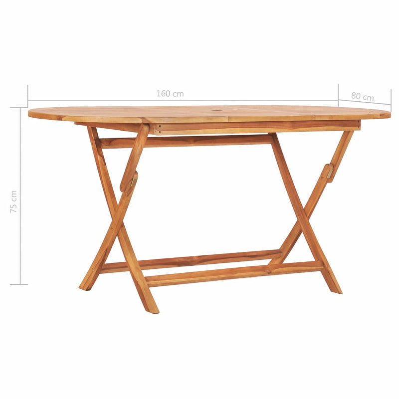 Folding Patio Table 62.9"x31.4"x29.5" Solid Teak Wood