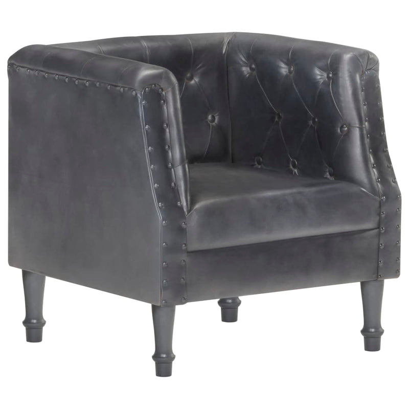 Armchair Gray Real Leather