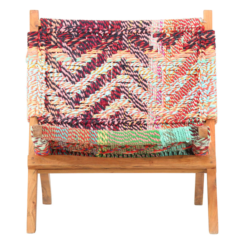 Folding Chindi Chair Multicolors Fabric