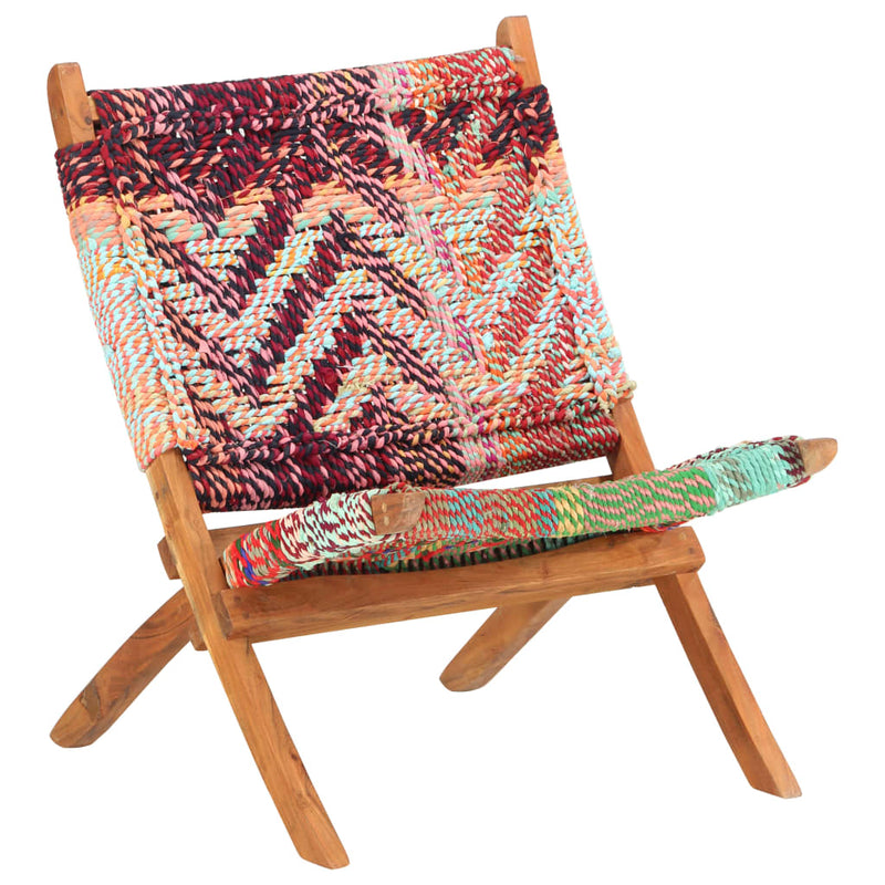 Folding Chindi Chair Multicolors Fabric