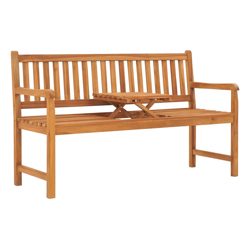3-Seater Patio Bench with Table 59.1" Solid Teak Wood