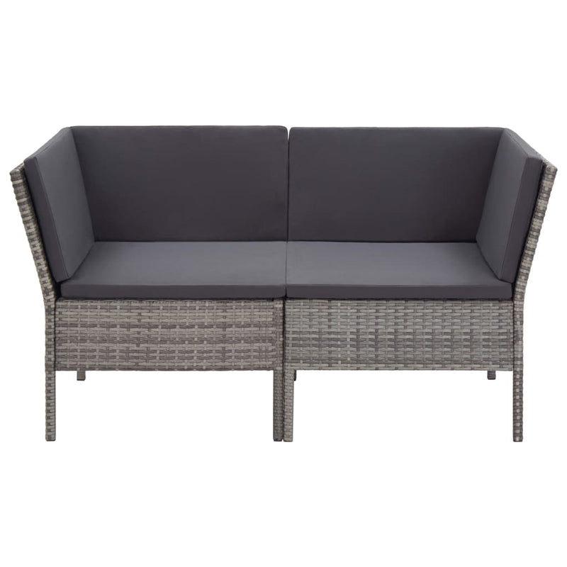 8 Piece Patio Lounge Set with Cushions Poly Rattan Gray