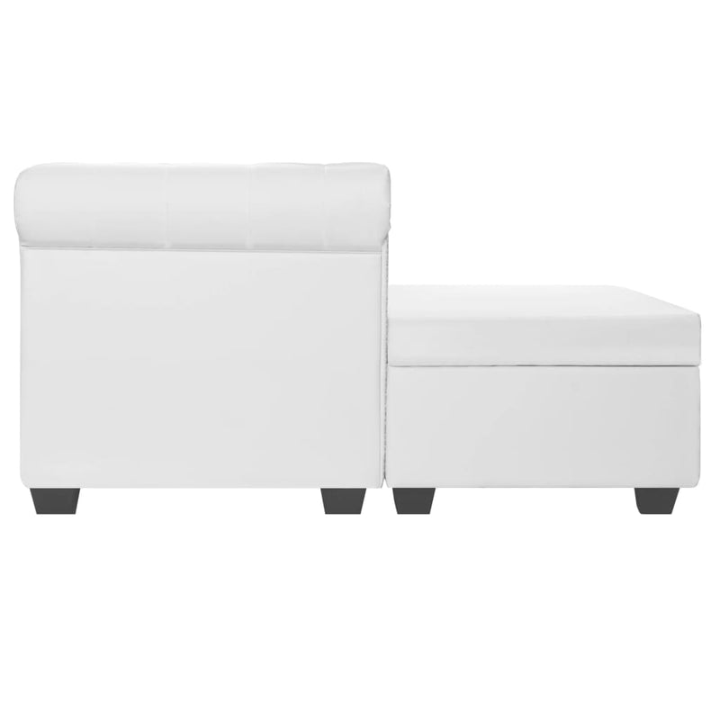 L-shaped Chesterfield Sofa Artificial Leather White