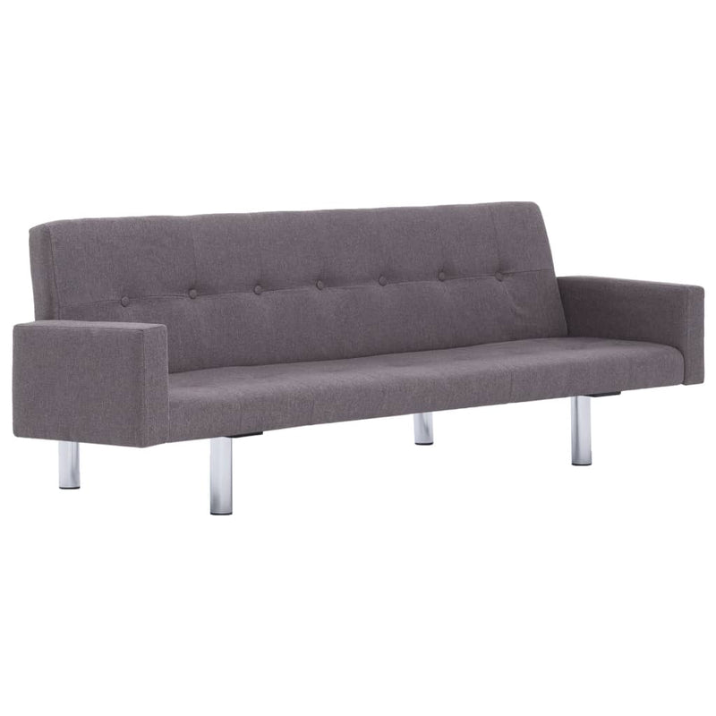 Sofa Bed with Armrest Taupe Fabric
