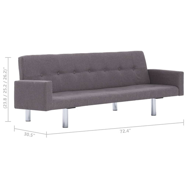 Sofa Bed with Armrest Taupe Fabric