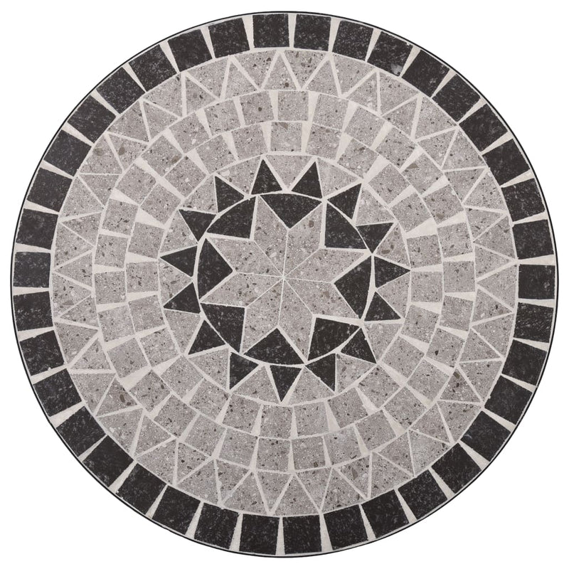 3 Piece Mosaic Bistro Set Ceramic Tile Gray
