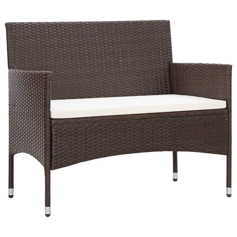 4 Piece Patio Lounge Set with Cushions Poly Rattan Brown
