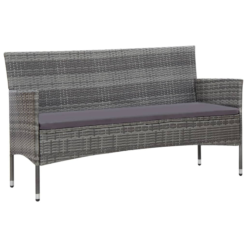 4 Piece Patio Lounge Set With Cushions Poly Rattan Gray