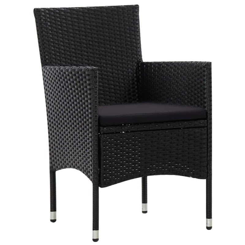 4 Piece Patio Lounge Set With Cushions Poly Rattan Black