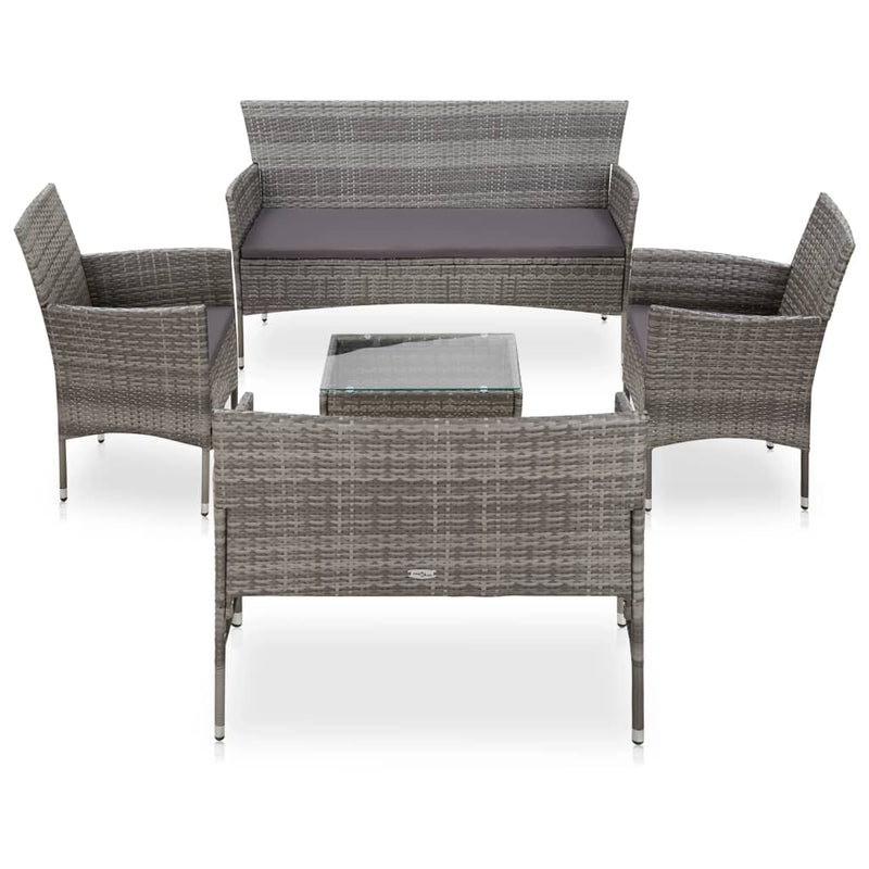 5 Piece Patio Lounge Set With Cushions Poly Rattan Gray