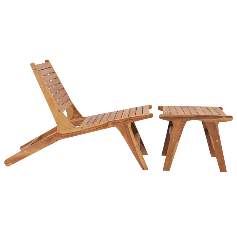 Patio Chair with Footrest Solid Teak Wood