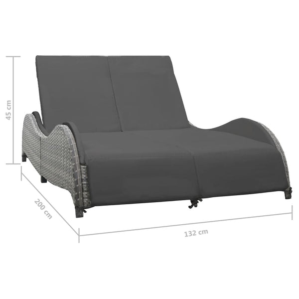 Double Sun Lounger with Cushion Poly Rattan Anthracite