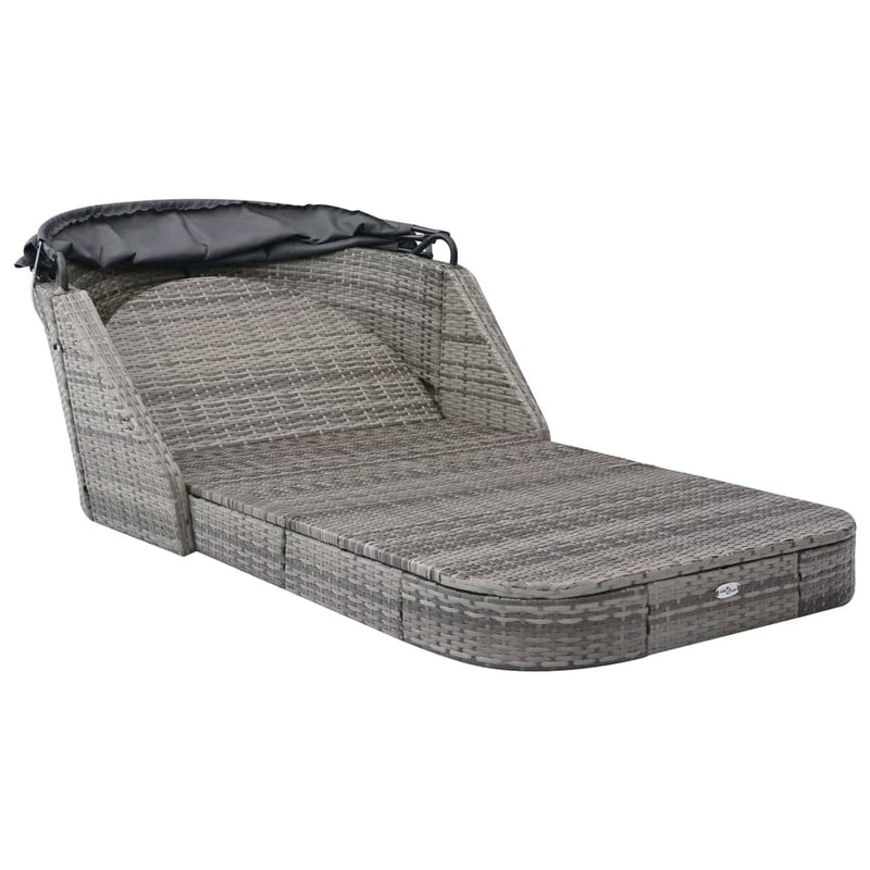 Sun Lounger with Canopy Poly Rattan Anthracite