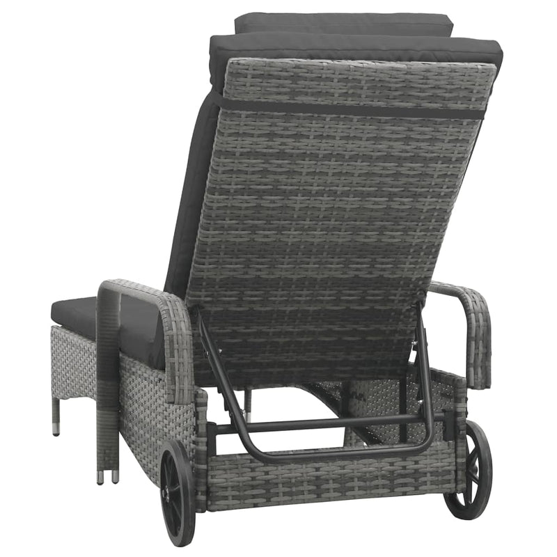 Sun Lounger with Wheels Poly Rattan Anthracite