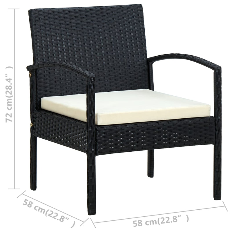 Patio Chair with Cushion Poly Rattan Black