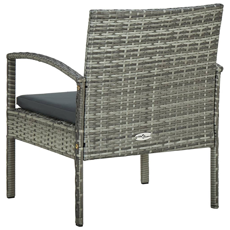Patio Chair with Cushion Poly Rattan Gray