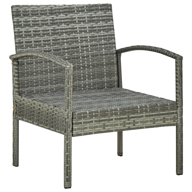 Patio Chair with Cushion Poly Rattan Gray