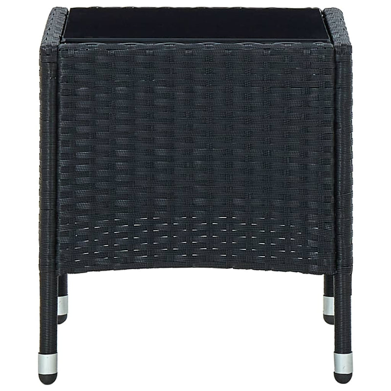 Patio Table Black 15.7"x15.7"x17.7" Poly Rattan